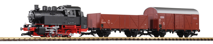 PIKO 37120 - G- Start-Set Güterzug BR 80 + zwei Güterwg. der DB, Ep. III - Analog Sound und Dampf